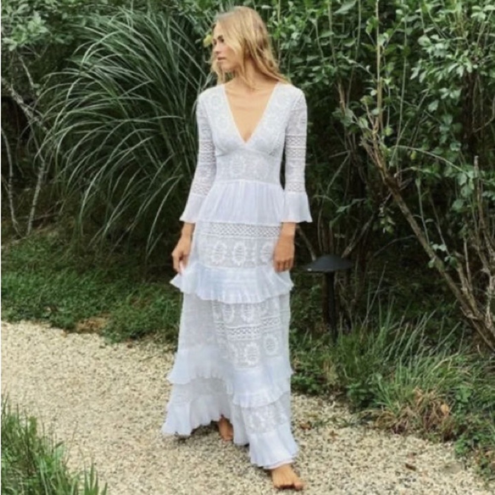 Loveshackfancy Lennon White Lace Maxi Dress